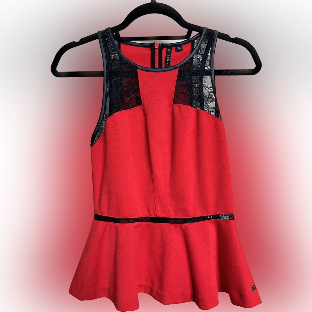 NWOT - Guess Peplum Top with Lace Cutout -  Small